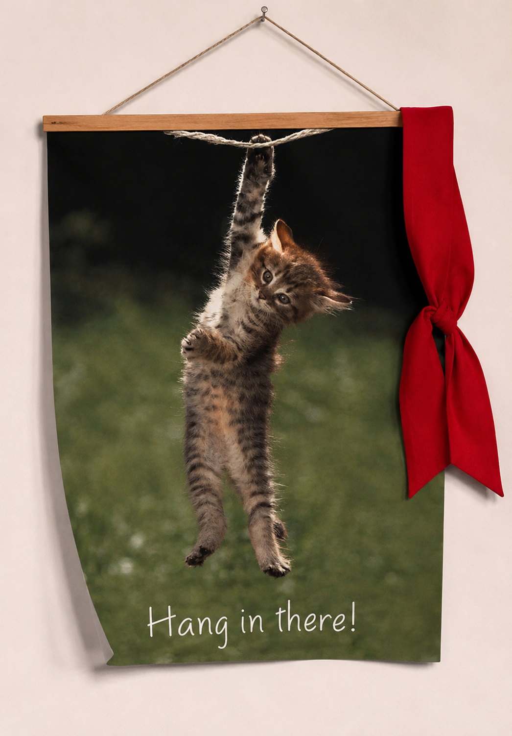 Classic Hang In There poster displayed as the interactive Hang Mode artwork.